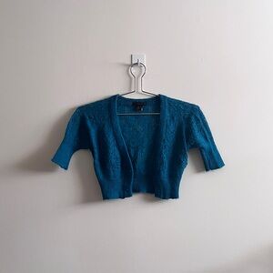 MANGO MNG COLLECTION SHRUG CARDIGAN (TEAL)